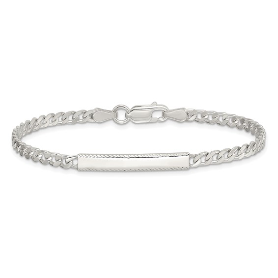 Sterling Silver Diamond-cut Engraveable Curb Link ID Bracelet