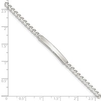 Sterling Silver Polished Engravable Curb Link 27x4mm Diamond-cut Plate ID Bracelet - 8in view 4