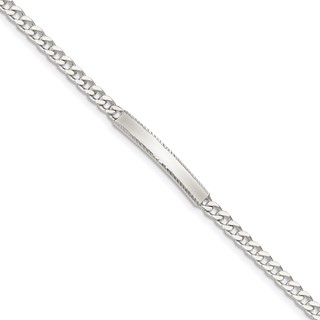 Sterling Silver Diamond-cut Engraveable Curb Link ID Bracelet