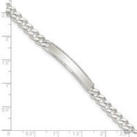 Sterling Silver Polished Engravable Curb Link 33x 5mm Diamond-cut Plate ID Bracelet, 7" view 4