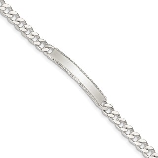 Sterling Silver Diamond-cut Engraveable Curb Link ID Bracelet