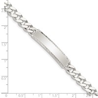 Sterling Silver Polished Engravable Curb Link 35x 8mm Diamond-cut Plate ID Bracelet, 7" view 4
