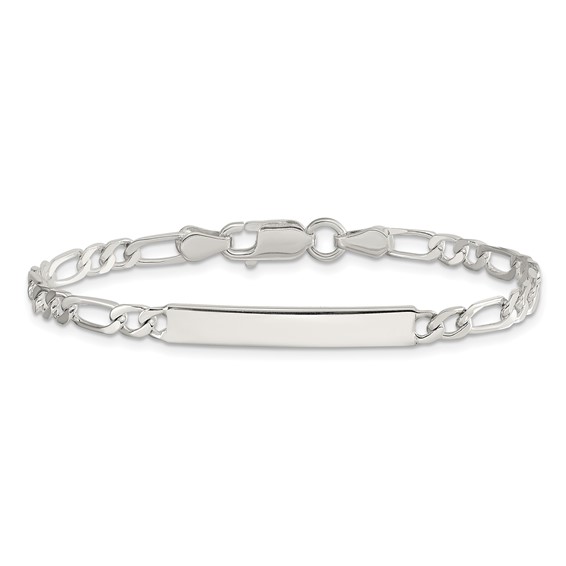 Sterling Silver Engraveable 6 in. Figaro Link ID Bracelet