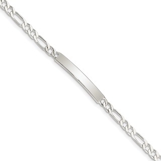 Sterling Silver Engraveable 6 in. Figaro Link ID Bracelet