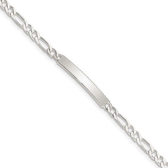 Sterling Silver Engraveable 6 in. Figaro Link ID Bracelet