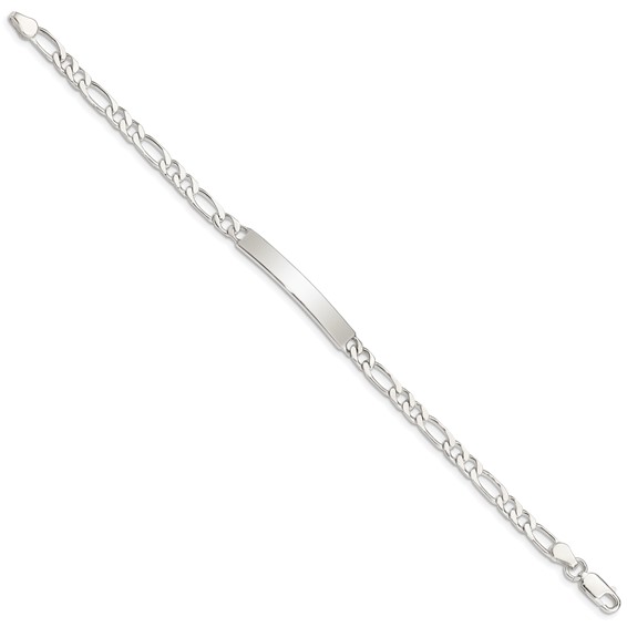 Sterling Silver 7inch Engraveable Figaro Link ID Bracelet