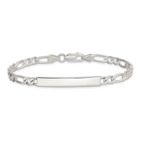 Sterling Silver 7inch Engraveable Figaro Link ID Bracelet