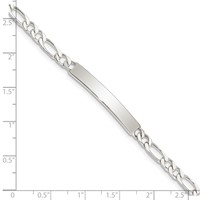 Sterling Silver Polished Engravable Figaro Link 33x 5mm Plate ID Bracelet, 7" view 4