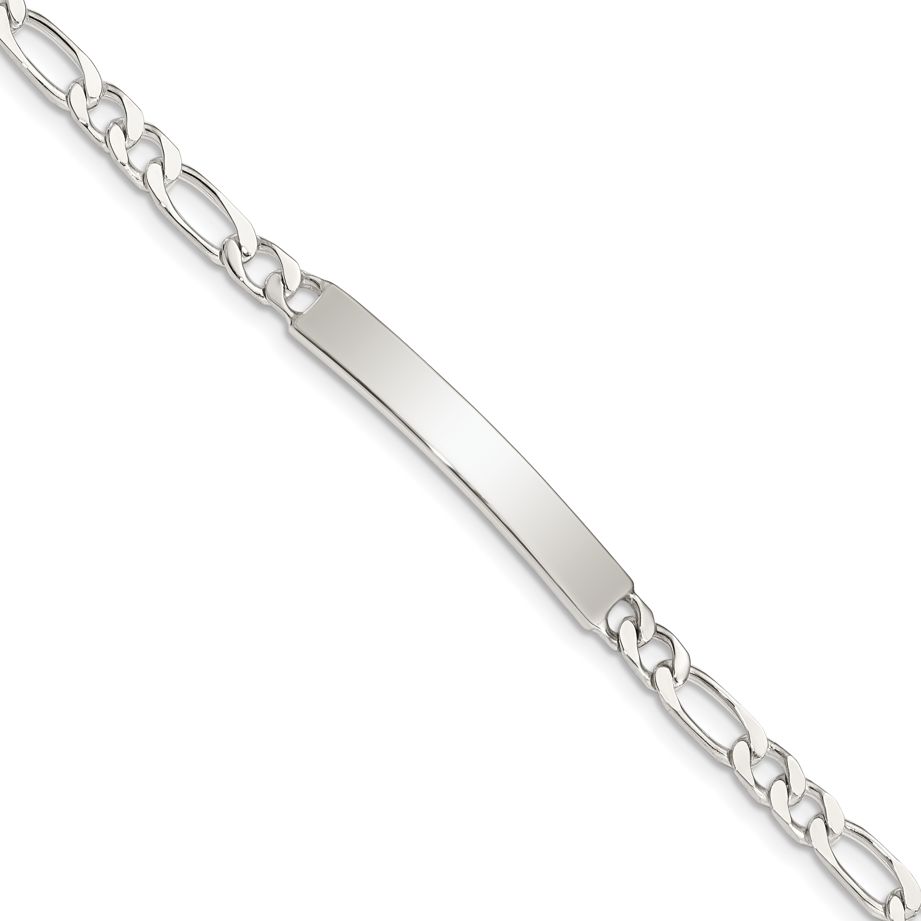 Sterling Silver 8inch Polished Engraveable Figaro Link ID Bracelet (QID106-8)