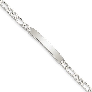 Sterling Silver 7inch Engraveable Figaro Link ID Bracelet