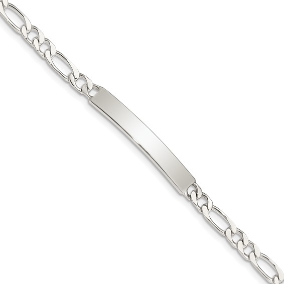 Sterling Silver 7inch Engraveable Figaro Link ID Bracelet