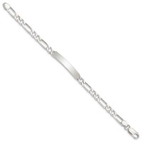 Sterling Silver Polished Engravable Figaro Link 33x6mm Plate ID Bracelet - 7in view 2