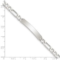 Sterling Silver Polished Engravable Figaro Link 33x6mm Plate ID Bracelet - 7in view 4