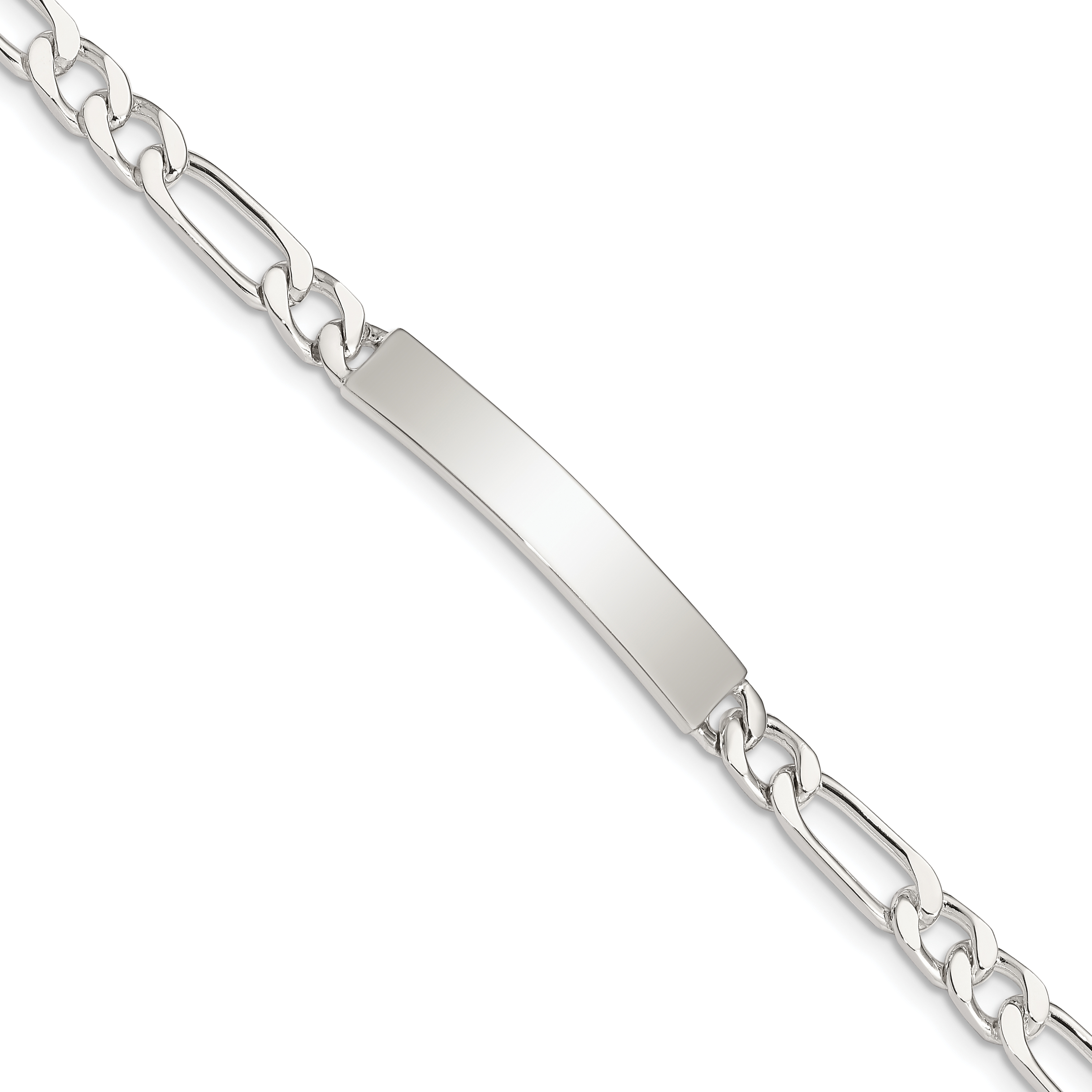 Sterling Silver 8inch Polished Engraveable Figaro Link ID Bracelet (QID107-8)