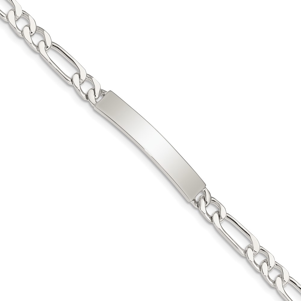 Sterling Silver 8inch Polished Engraveable Figaro Link ID Bracelet (QID107-8)