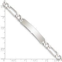 Sterling Silver Polished Engravable Figaro Link 35x7mm Plate ID Bracelet - 7in view 4