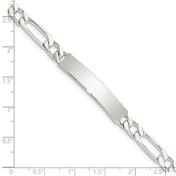 Sterling Silver 7inch Polished Engraveable Figaro Link ID Bracelet