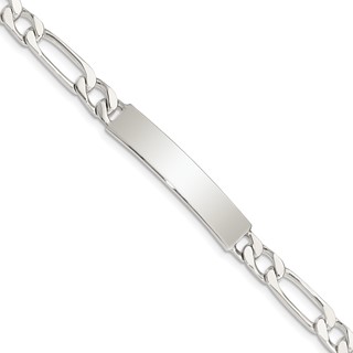 Sterling Silver 7inch Polished Engraveable Figaro Link ID Bracelet