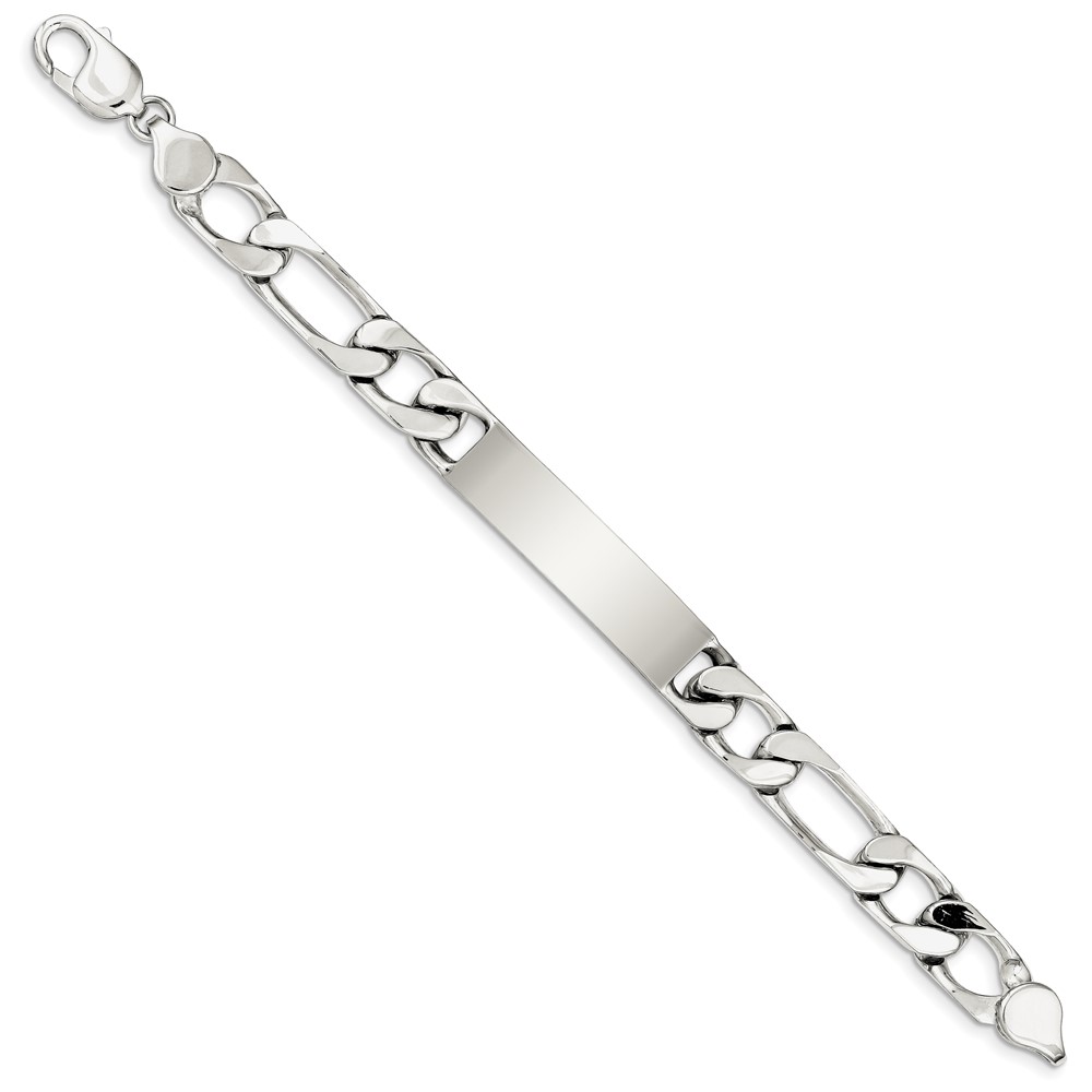 Sterling Silver 8.5 inch Polished Engraveable Figaro Link ID Bracelet (QID111-8.5)