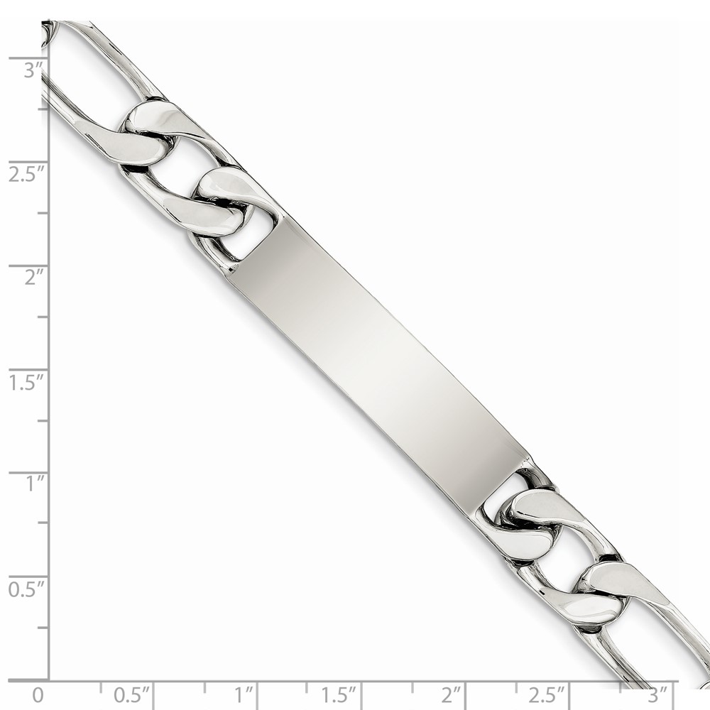 Sterling Silver 8.5 inch Polished Engraveable Figaro Link ID Bracelet (QID111-8.5)