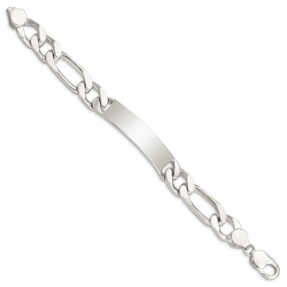 Sterling Silver 8.5 inch Polished Engraveable Figaro Link ID Bracelet