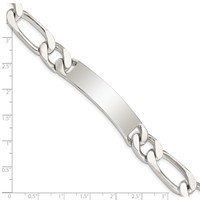 Sterling Silver Polished Engravable Figaro Link 42x 11mm Plate ID Bracelet, 8.5" view 4