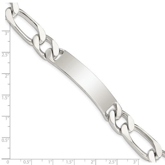 Sterling Silver 8.5 inch Polished Engraveable Figaro Link ID Bracelet