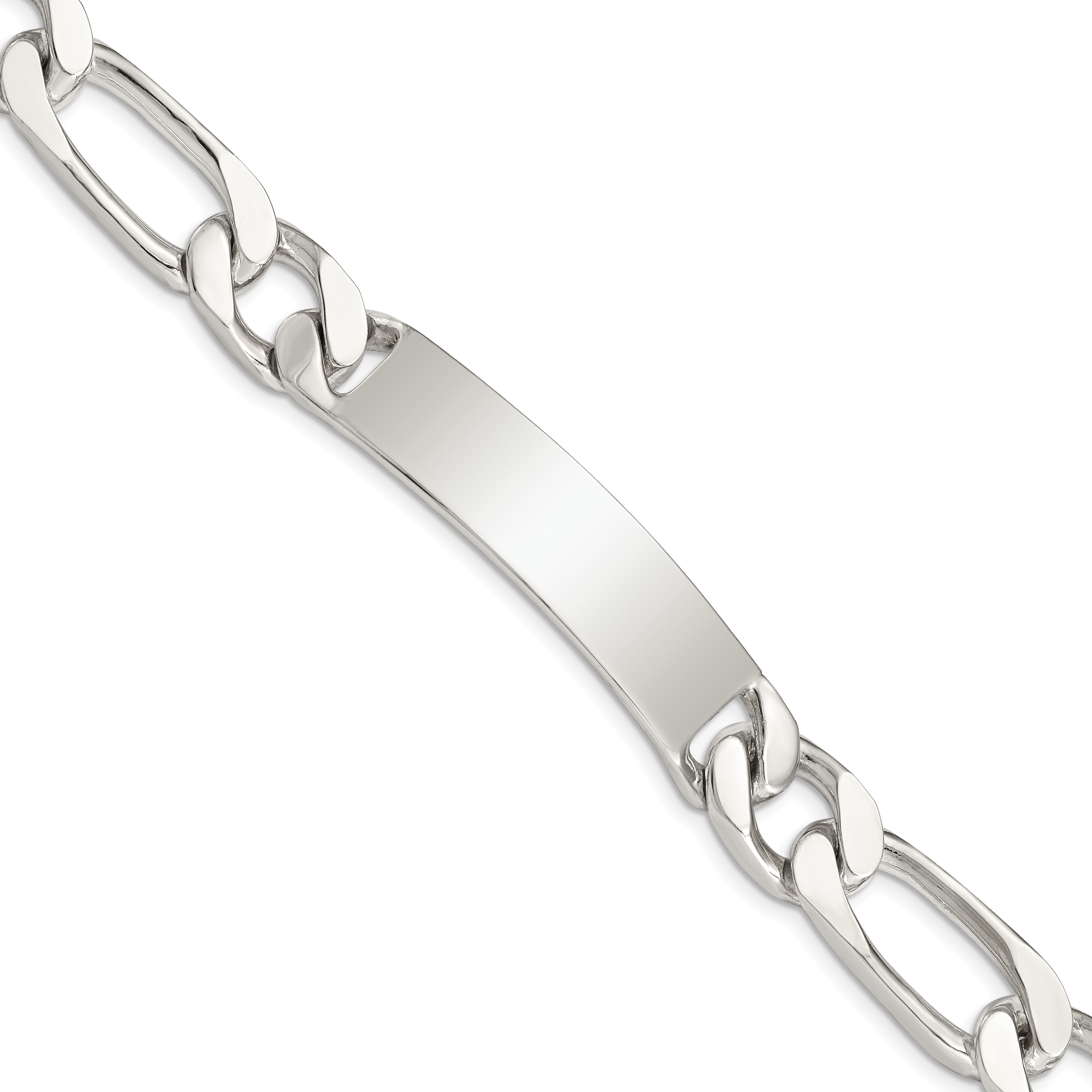 Sterling Silver 8.5 inch Polished Engraveable Figaro Link ID Bracelet (QID111-8.5)