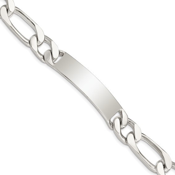 Sterling Silver 8.5 inch Polished Engraveable Figaro Link ID Bracelet