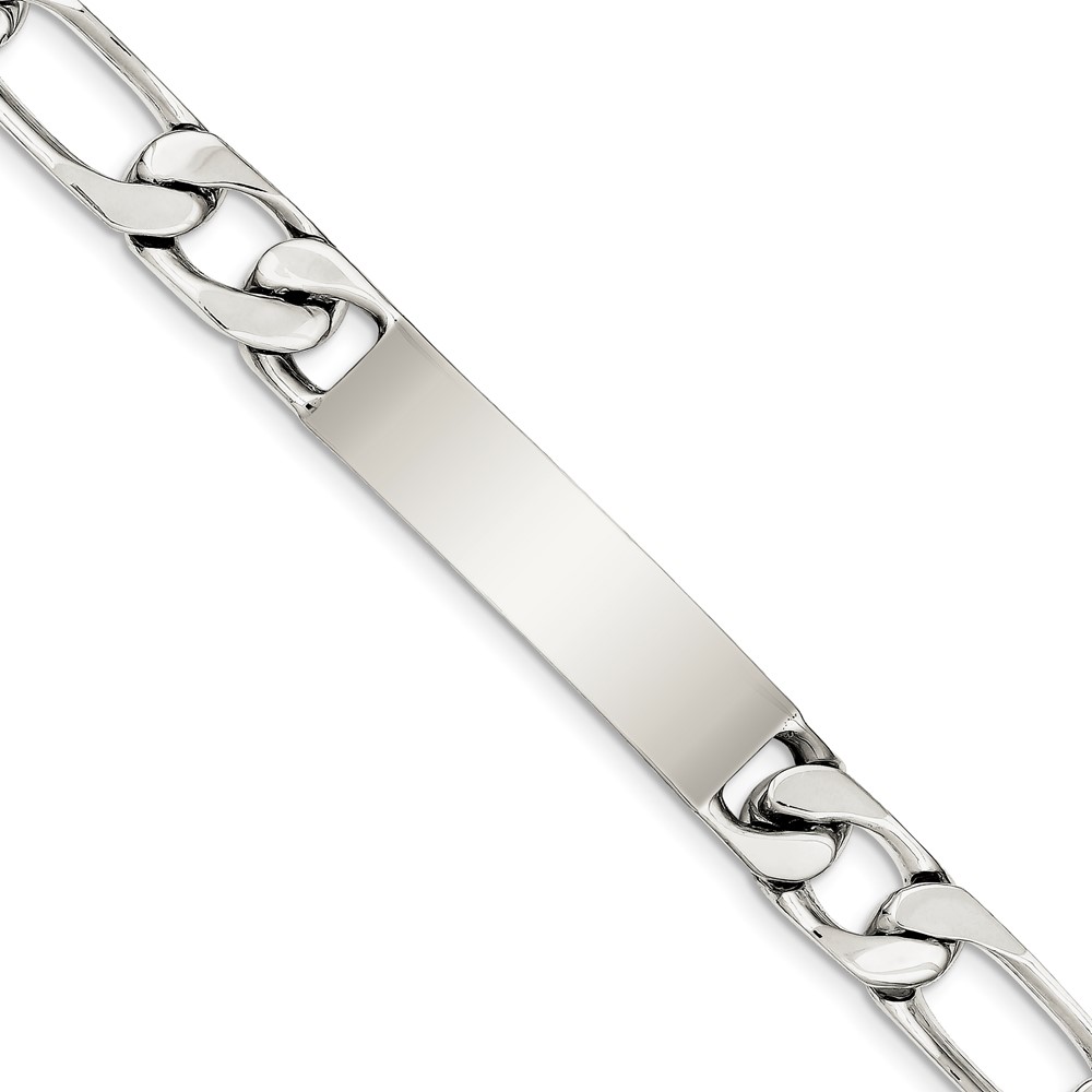 Sterling Silver 8.5 inch Polished Engraveable Figaro Link ID Bracelet (QID111-8.5)