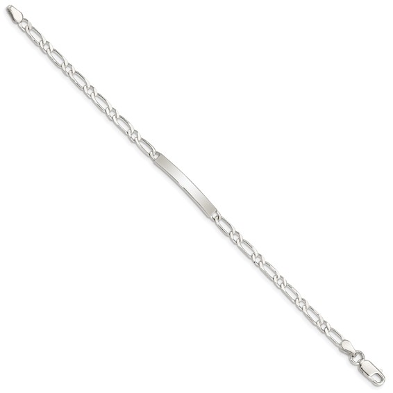 Sterling Silver 7inch Polished Engraveable 1 Figaro Link ID Bracelet
