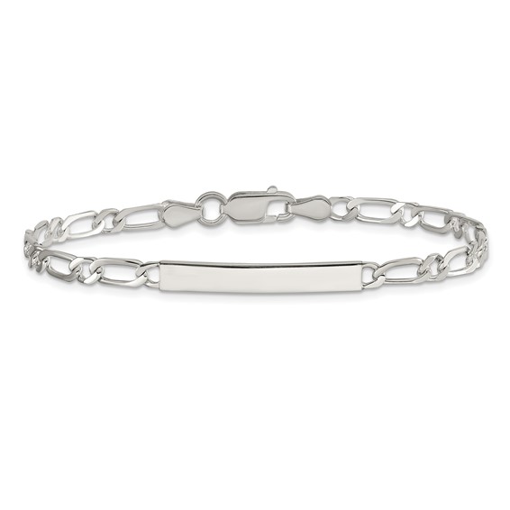 Sterling Silver 7inch Polished Engraveable 1 Figaro Link ID Bracelet