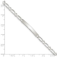 Sterling Silver Polished Engravable Figaro Link 29x4mm Plate ID Bracelet - 7in view 4