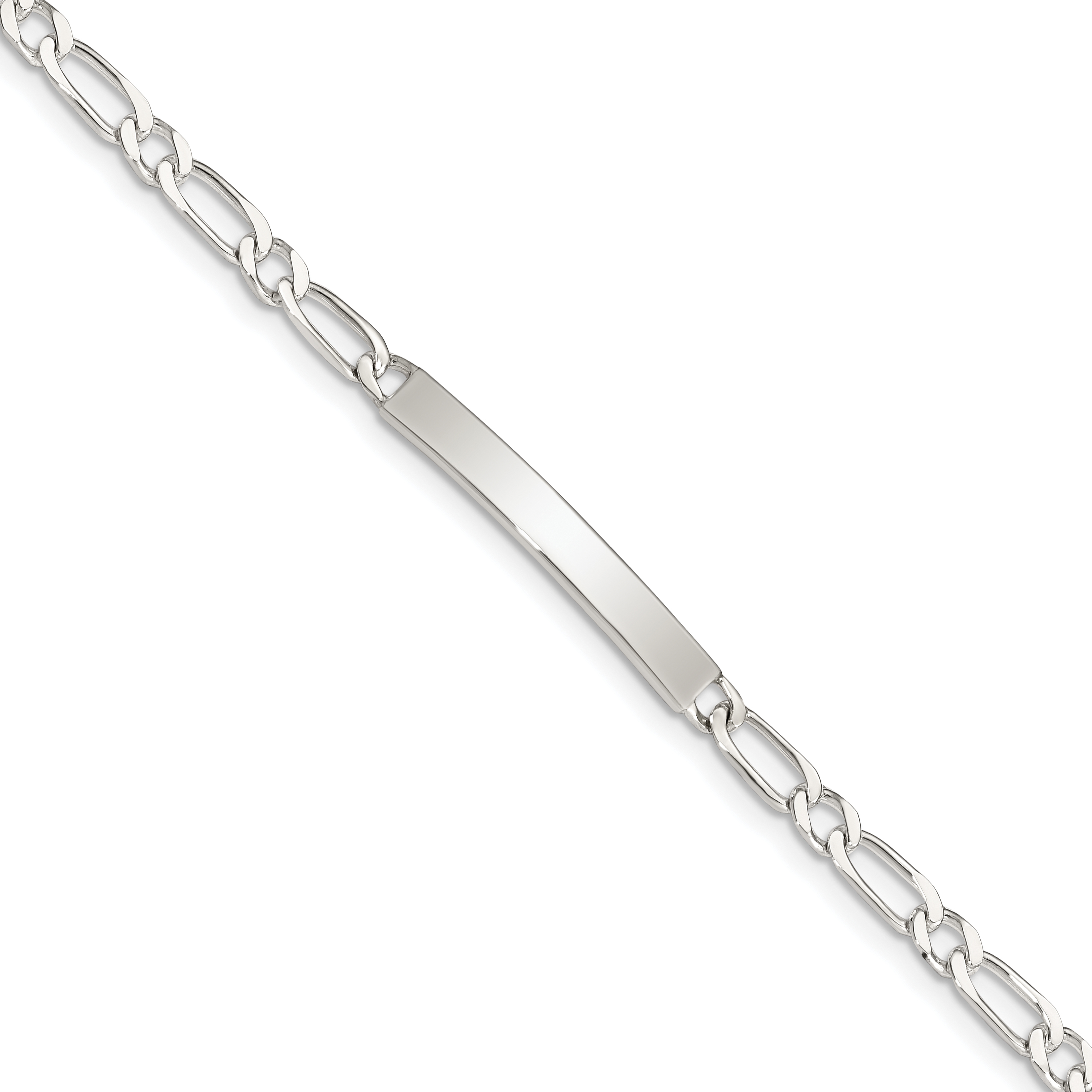 Sterling Silver 7inch Polished Engraveable 1 Figaro Link ID Bracelet (QID112-7)
