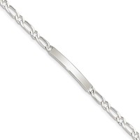 Sterling Silver Polished Engravable Figaro Link 29x4mm Plate ID Bracelet - 7in view 1