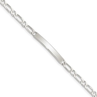 Sterling Silver 7inch Polished Engraveable 1 Figaro Link ID Bracelet