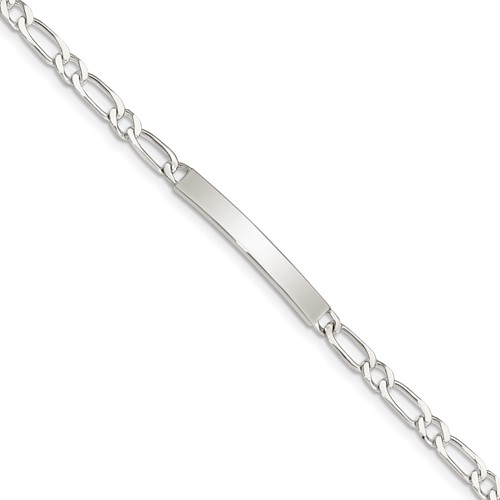 Sterling Silver 7inch Polished Engraveable 1 Figaro Link ID Bracelet