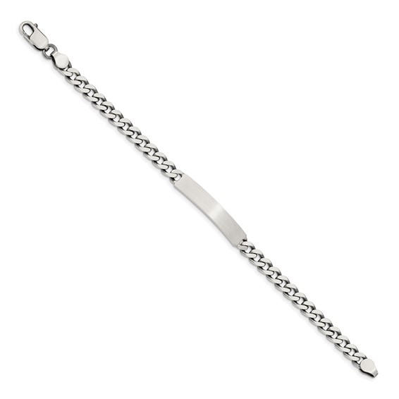 Sterling Silver 7inch Engraveable Antiqued Curb Link ID Bracelet