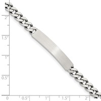 Sterling Silver Engravable Antiqued Curb Link 32x 5mm Plate ID Bracelet, 7" view 3