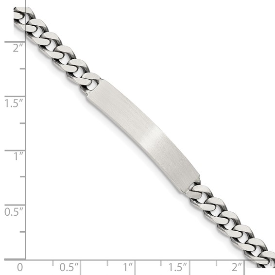 Sterling Silver 7inch Engraveable Antiqued Curb Link ID Bracelet