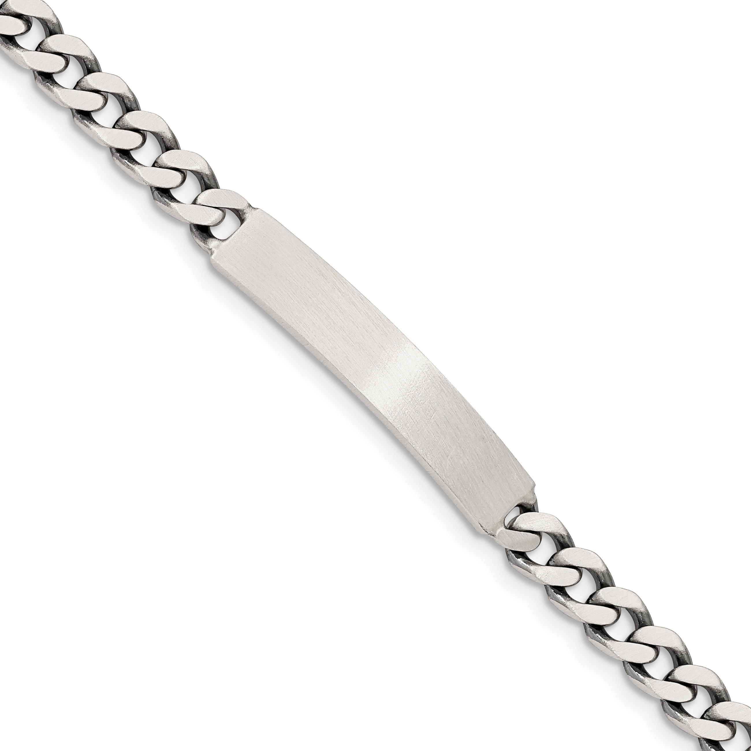 Sterling Silver 7inch Engraveable Antiqued Curb Link ID Bracelet (QID118-7)