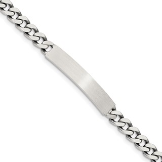 Sterling Silver 7inch Engraveable Antiqued Curb Link ID Bracelet