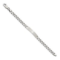 Sterling Silver Engravable Antiqued Curb Link 33x 6mm Plate ID Bracelet, 7" view 2