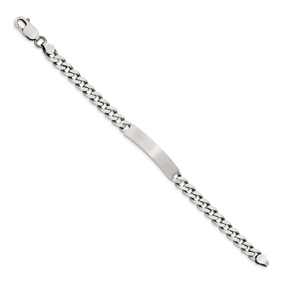 Sterling Silver 7inch Engraveable Antiqued Curb Link ID Bracelet