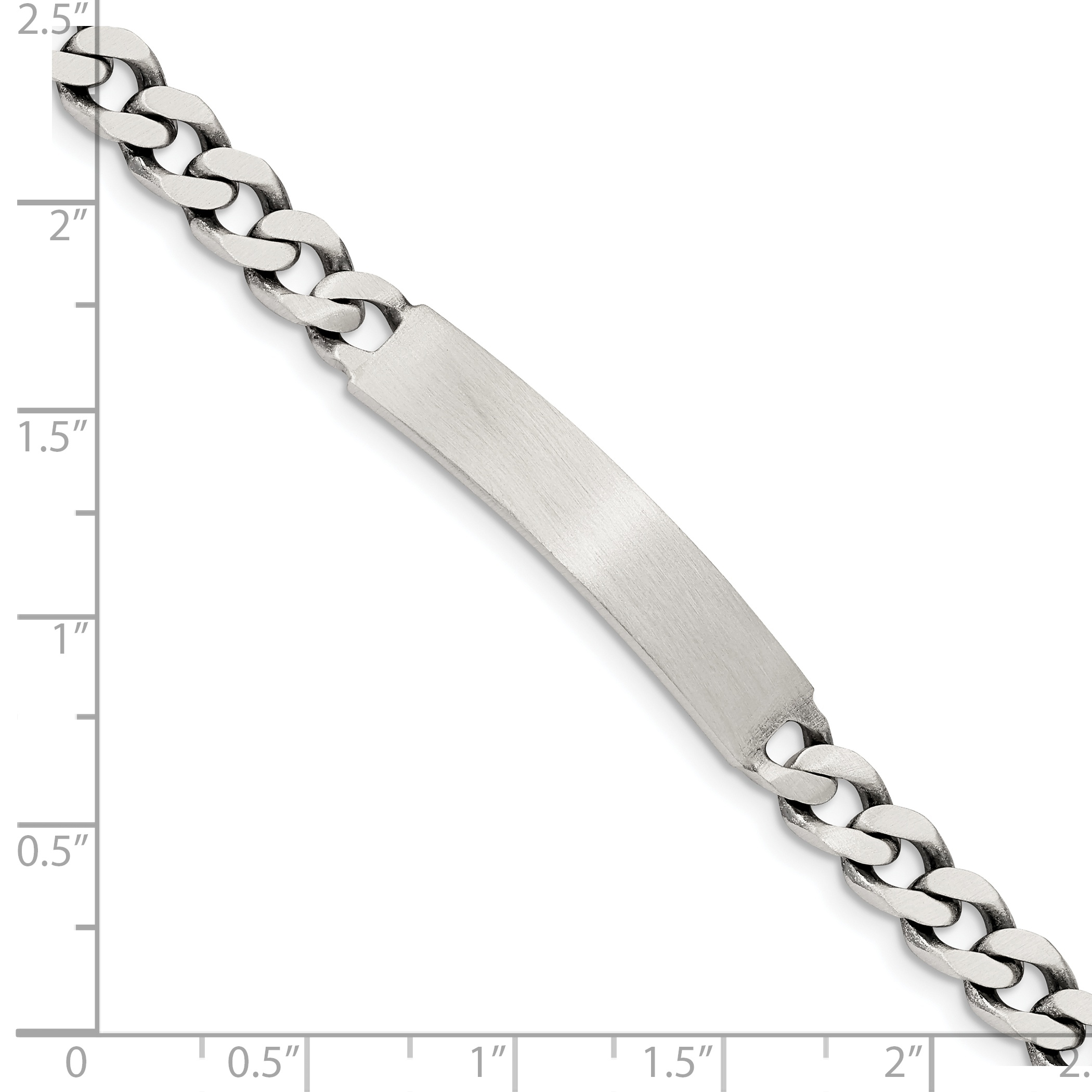 Silver 7inch Engraveable Antiqued Curb Link ID Bracelet QID119