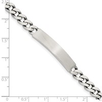 Sterling Silver Engravable Antiqued Curb Link 33x 6mm Plate ID Bracelet, 7" view 3