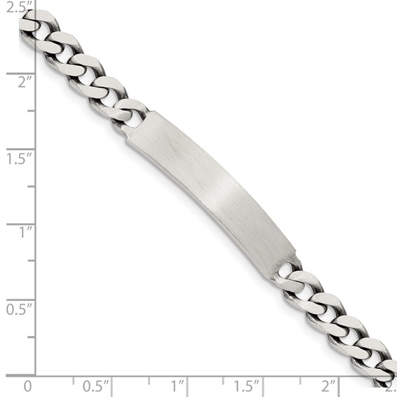 Sterling Silver 7inch Engraveable Antiqued Curb Link ID Bracelet