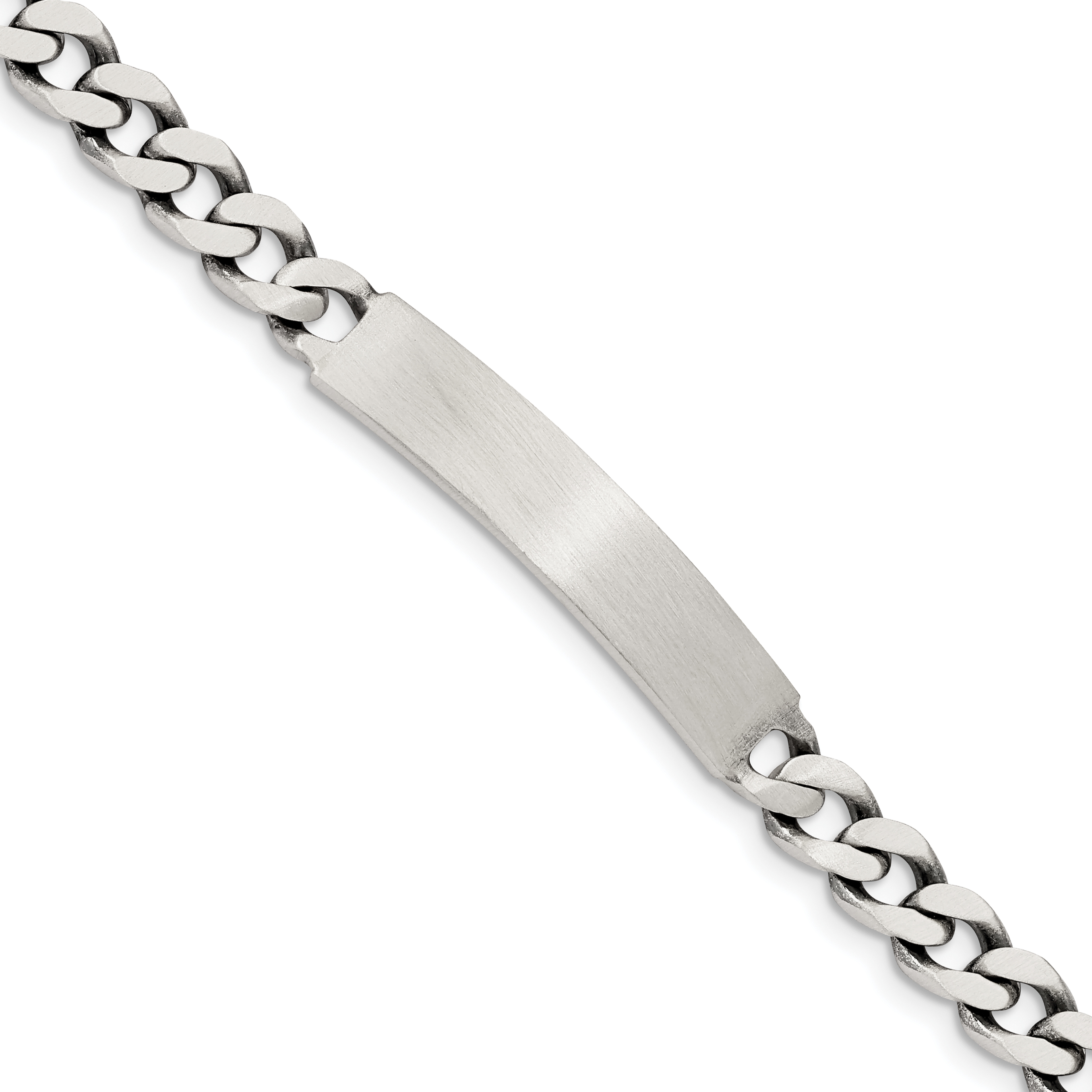 Sterling Silver 7inch Engraveable Antiqued Curb Link ID Bracelet (QID119-7)