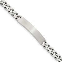 Sterling Silver Engravable Antiqued Curb Link 33x 6mm Plate ID Bracelet, 7" view 1