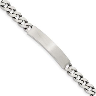 Sterling Silver 7inch Engraveable Antiqued Curb Link ID Bracelet